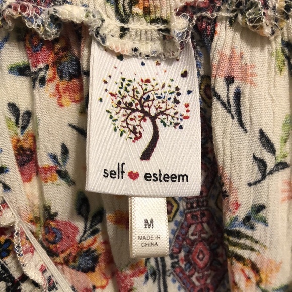 Women’s Off Shoulder Multicolor Flower Blouse - Picture 2 of 3